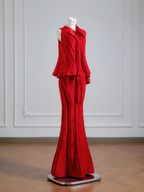 Red sleeveless fitted top and bodycon skirt suit, ball gown/bridal gown R8132