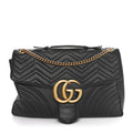 Calfskin Matelasse Maxi GG Marmont Top Handle Shoulder Bag Black