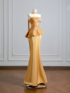 Gold strapless fitted top and bodycon skirt set, a sexy ball gown/bridal dress R8133