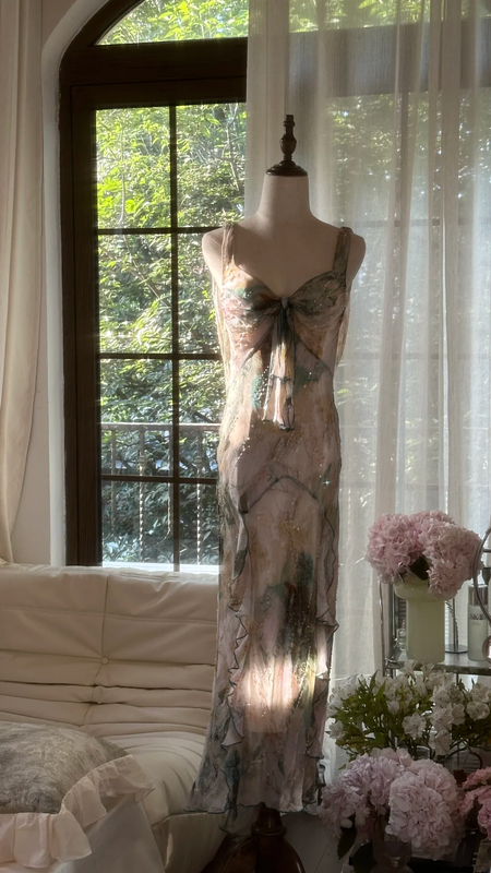 Light pink halter-neck backless sexy long ball gown R7773