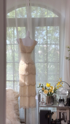 Light yellow V-neck fitted waist slim hip-hugging sexy long ball gown R7661