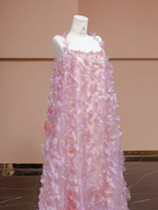 Light pink halter-neck straight long ball gown, bridal dress R8325