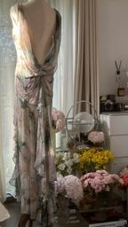 Light pink halter-neck backless sexy long ball gown R7773