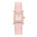 18K Rose Gold Alligator Diamond Bezel Rose Opal 17.2mm Heure H Hour Quartz Watch Rose Pale