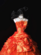 Orange halter-neck, fitted waist, full skirt, long ball gown R8692
