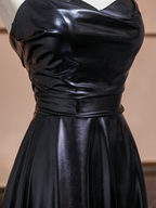 Black strapless, fitted waist, full skirt, long ball gown R8356