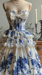 Blue Flora Chiffon Prom Party Dress Evening Dress Birthday Dress  cg26293