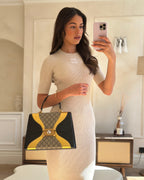 Gucci Black & Gold Osiride Large Flap Bag in Monogram & Leather with Brushed Gold Hardware