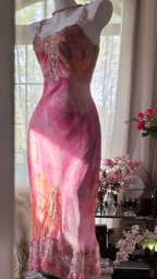 Light pink halter-neck fitted lace skirt sexy ball gown R7665