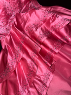 Pink strapless fitted mermaid skirt long ball gown R7029