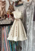 Light apricot sleeveless high-waisted midi ball gown R7471