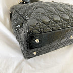 Dior Black Cannage Soft Patent Leather Lady Dior Shopper Tote