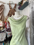 Classy Light Green Sleeveless Satin Mermaid Long Party Dress Evening Gown