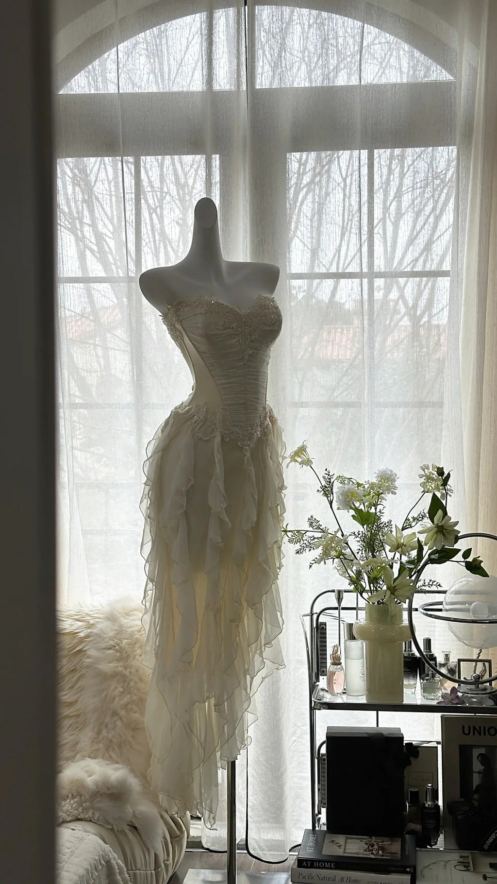 Vintage Evening Dresses, Ivory Sleeveless Party Gowns  cg25525