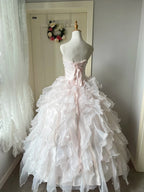 A Line Pink Prom Party Dresses Unique Long Evening Dress Vintage Princess Dress   cg25986