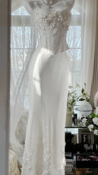 Vintage Evening Dresses, White Sleeveless Party Gowns  cg25527