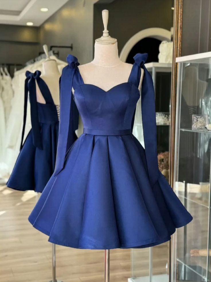 A Line Blue Short Prom Dresses Homecoming Gowns      cg25608