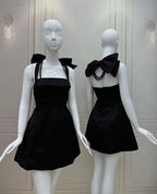 Halter Sleeveless Satin A-Line Mini Homecoming Dress With Bow Short Party Dress    cg26018