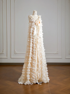 Light apricot halter-neck cake skirt long ball gown R8140