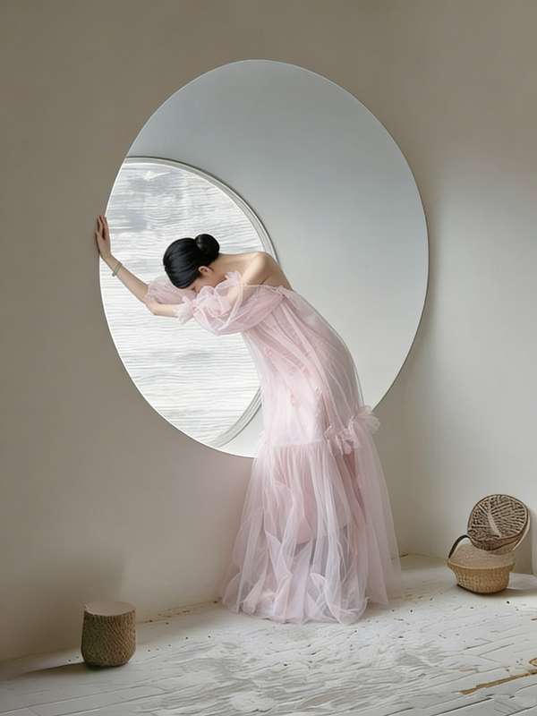 Light pink backless sexy long ball gown R8019