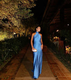 Sexy Sheath Blue Evening Gown Prom Party Dresses