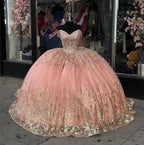 Pink Princess Quinceanera Dress with Off Shoulder Ball Gown