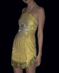 Yellow Halter Beaded Sexy Short Party Dress Cocktail Dresses Homecoming Dress     cg25769