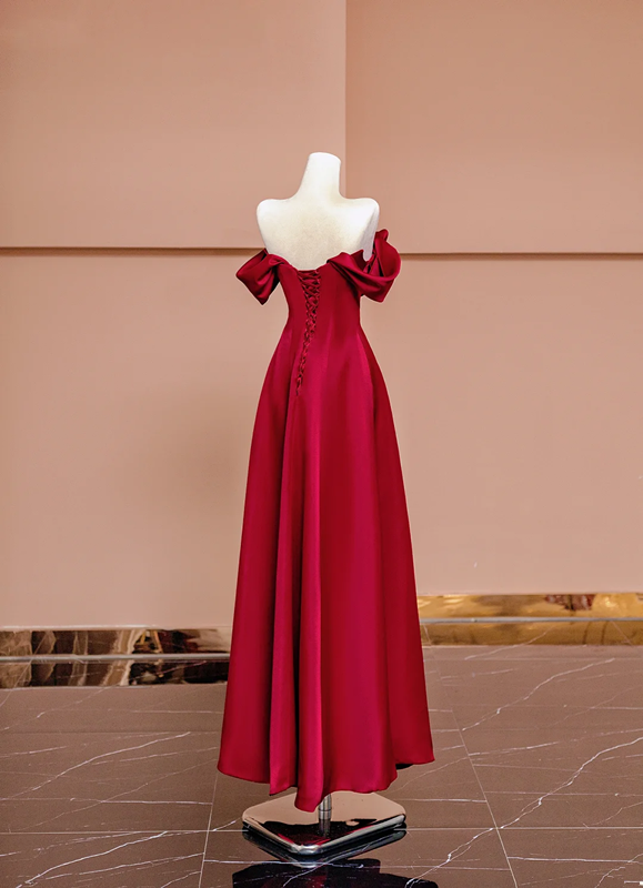 Red off-the-shoulder fitted long elegant ball gown/bridal dress R8422