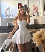 White A Line Party Dress Short Prom Dresses Homecoming Gowns      cg25614
