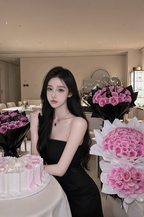 Black strapless fitted waist short ball gown R7526