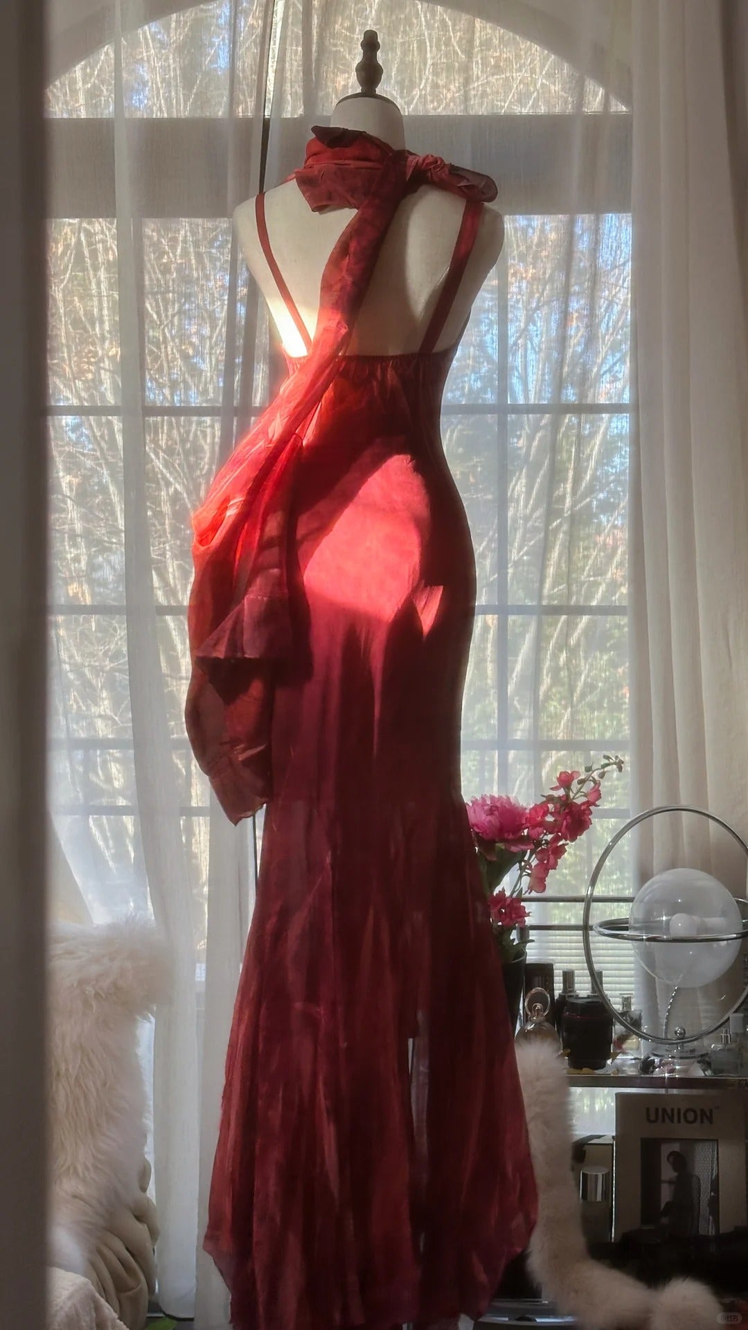 Vintage Evening Dresses, Burgundy Sleeveless Long Party Gowns  cg25523