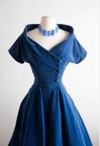 Blue Velvet Vintage Dresses Homecoming Dress Short Prom Dress Party Dress    cg26048