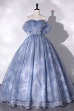 Tulle Lace Long Ball Gown Off the Shoulder Formal Evening Gown