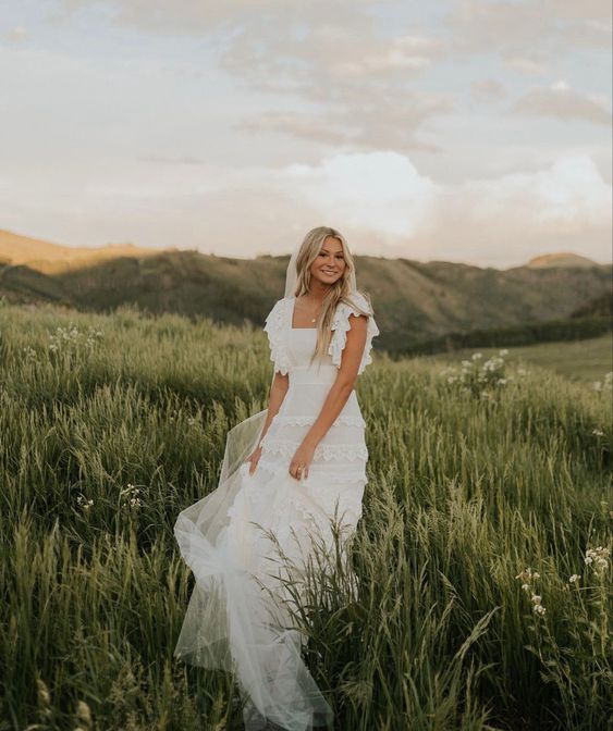 Elegant White A line Wedding Dress Simple Bridal Gown