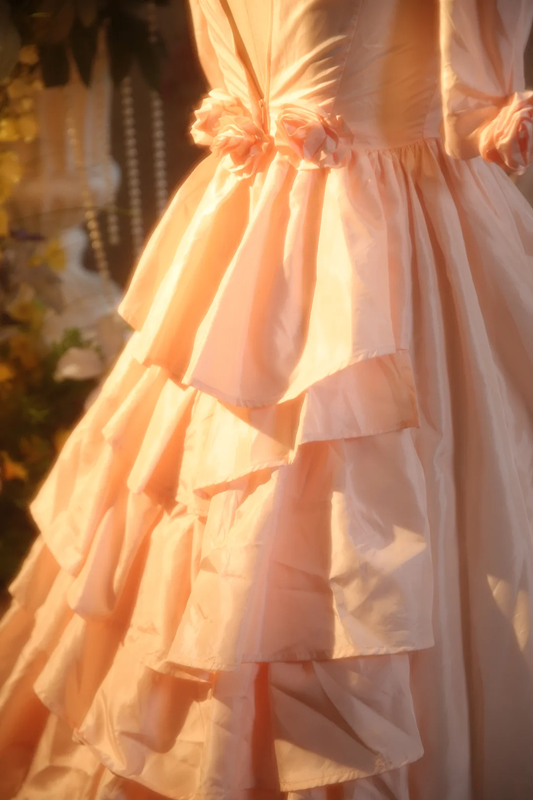 Pink square neckline fitted waist ball gown/bridal dress R7259