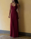 Floor Length Burgundy Prom Gown Evening Dress