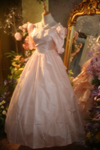 Pink square neckline fitted waist ball gown/bridal dress R7259