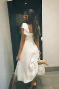 A Line White Prom Party Dresses Simple Evening Dress   cg25902