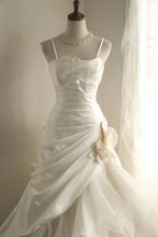 A Line White Wedding Dress Sleeveless Long Princess Evening Dress   cg25940