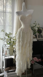Vintage Evening Dresses, Ivory Sleeveless Party Gowns  cg25525