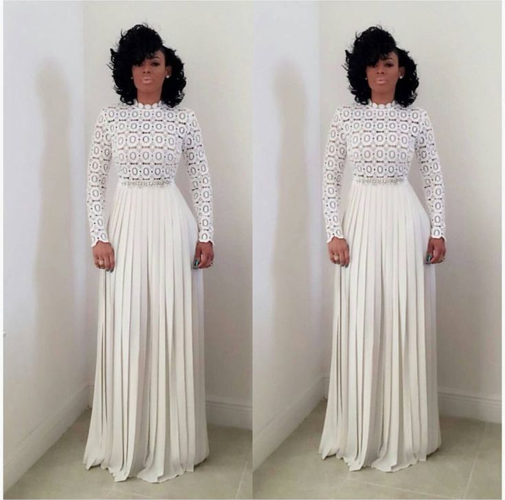 White Long Prom Dress With Sleeves    cg13728