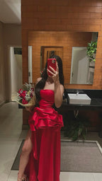 Red Long Prom Dress,Long Formal Dress Evening Dress With Slit    cg25448