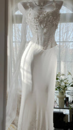 Vintage Evening Dresses, White Sleeveless Party Gowns  cg25527