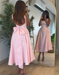 Pink Mid Length Prom Dress Pink Evening Gown