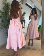 Pink Mid Length Prom Dress Pink Evening Gown