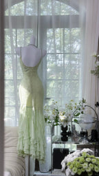 Green Mermaid Formal Dress Vintage Long Party Dress Evening Dress Prom Dresses     cg25711