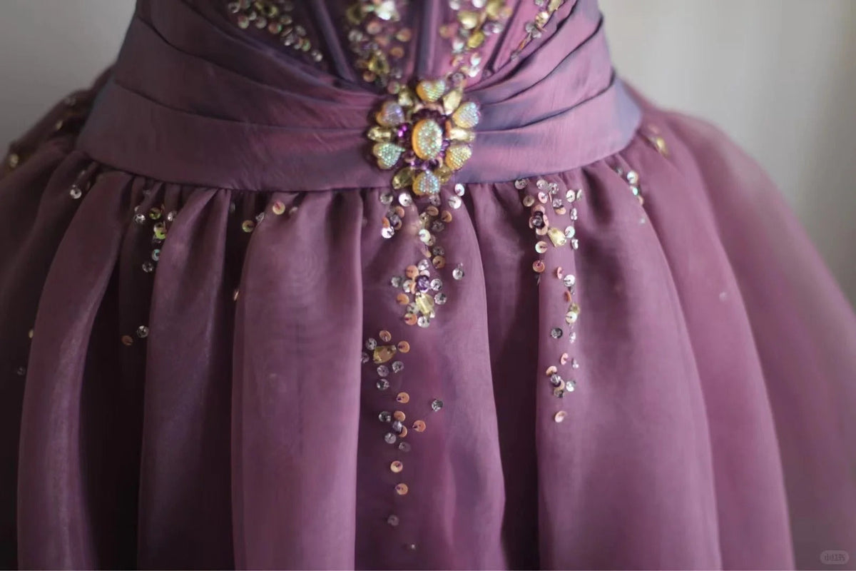 A Line Beaded Purple Short Party Dress Cocktail Dresses Homecoming Dress     cg25703