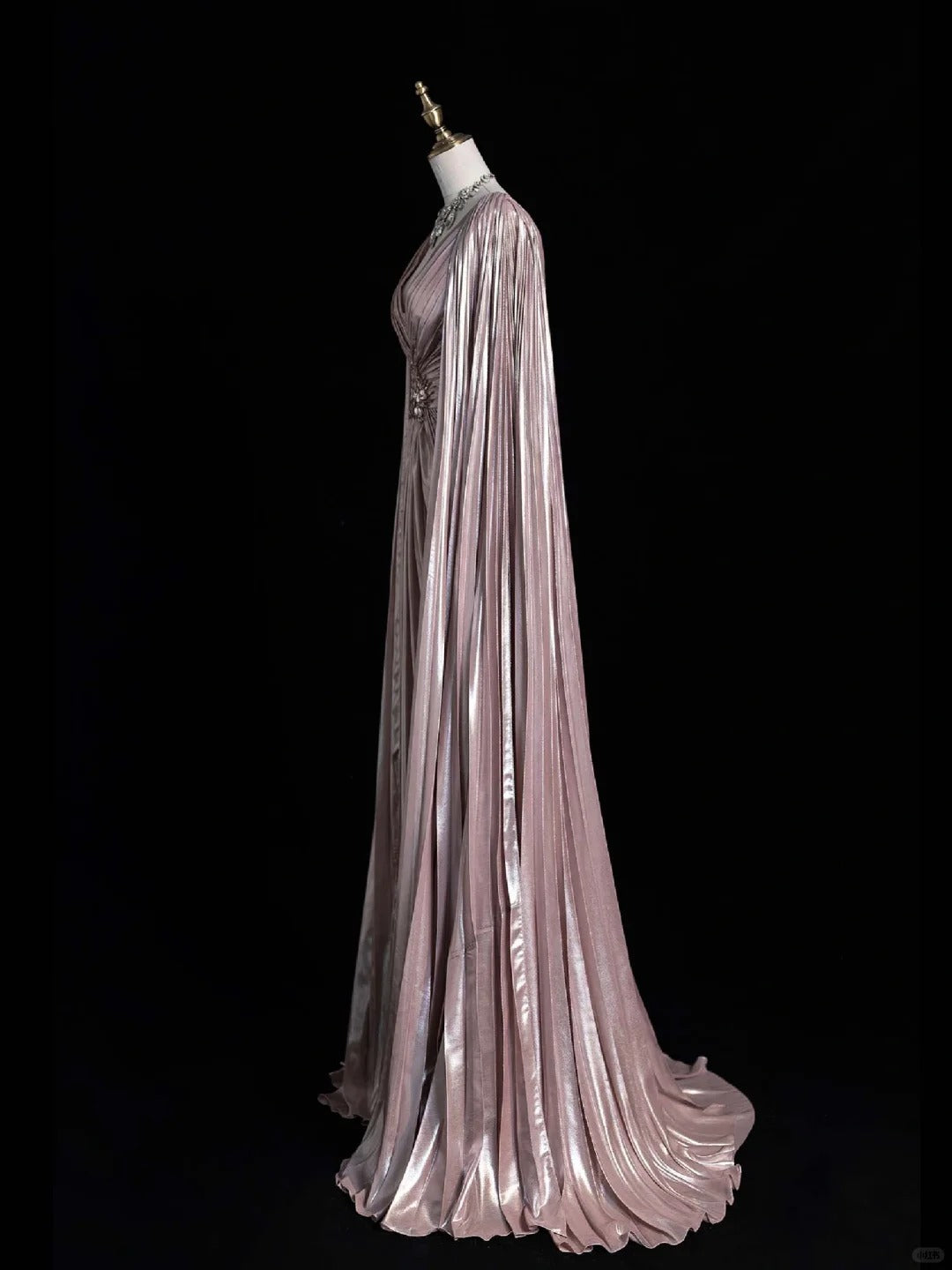 Luxury A line Evening Prom Dress Long Sleeve V neck Shiny Custom Made Party Gowns