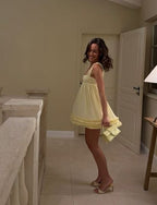A Line Yellow Chiffon Short Party Dress Cocktail Dresses Homecoming Dress     cg25739