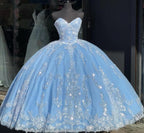 Princess Sweetheart Ball Gown Blue Quinceanera Dresses